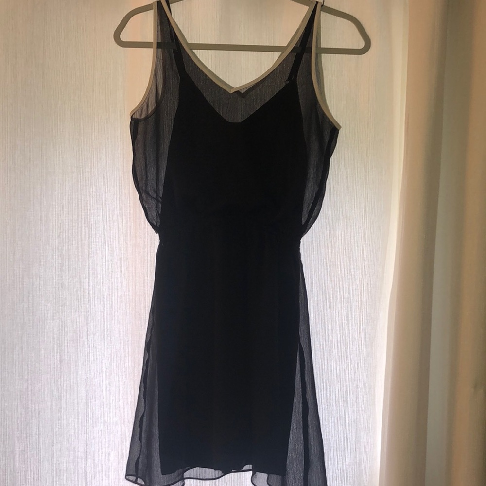 Express black mini dress slip with black and white overlay attached